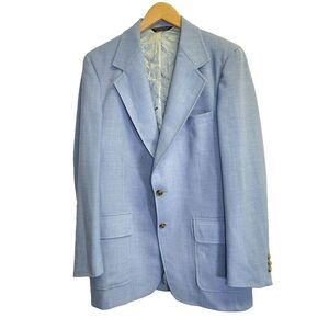 John Weitz by Palm Beach Mens 40L Sport Coat Goldtone Buttons Jacket Blazer Blue